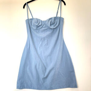 Princess Polly Blue Bustier Mini Dress Peach Skin Fabric Strappy Womens US 6